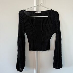 Zara Black Ribbed Long-Sleeve Crop Top
